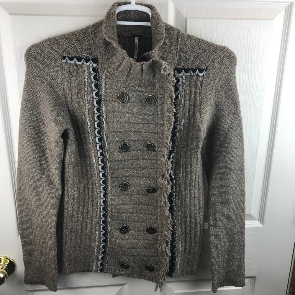 Free People Cuddle Bear Admiral Sweater Fringe XS